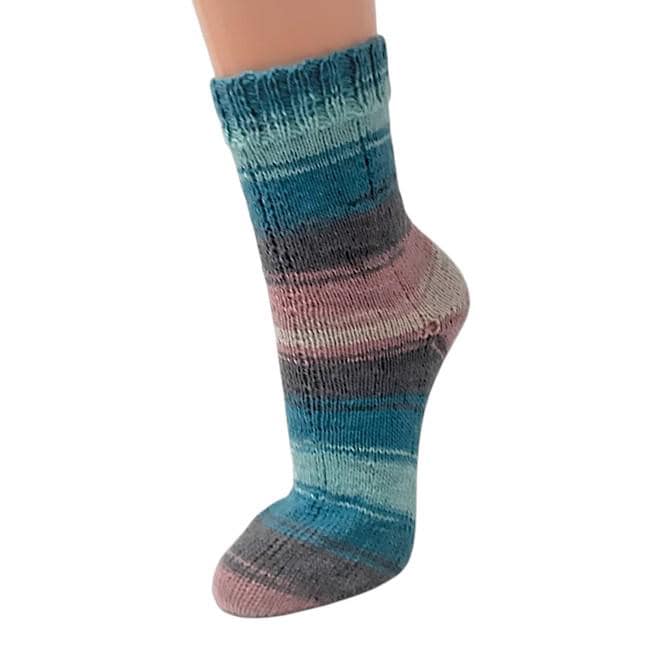 Handgestrickte Socken Gr. 38/39, Wollsocken Mit Blockstreifen von Afrosteff