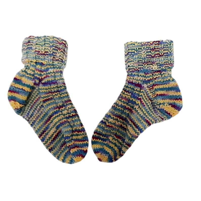 Kinder Umschlagsocken Gr. 22-23, Handgestrickte Ringelsocken von Afrosteff