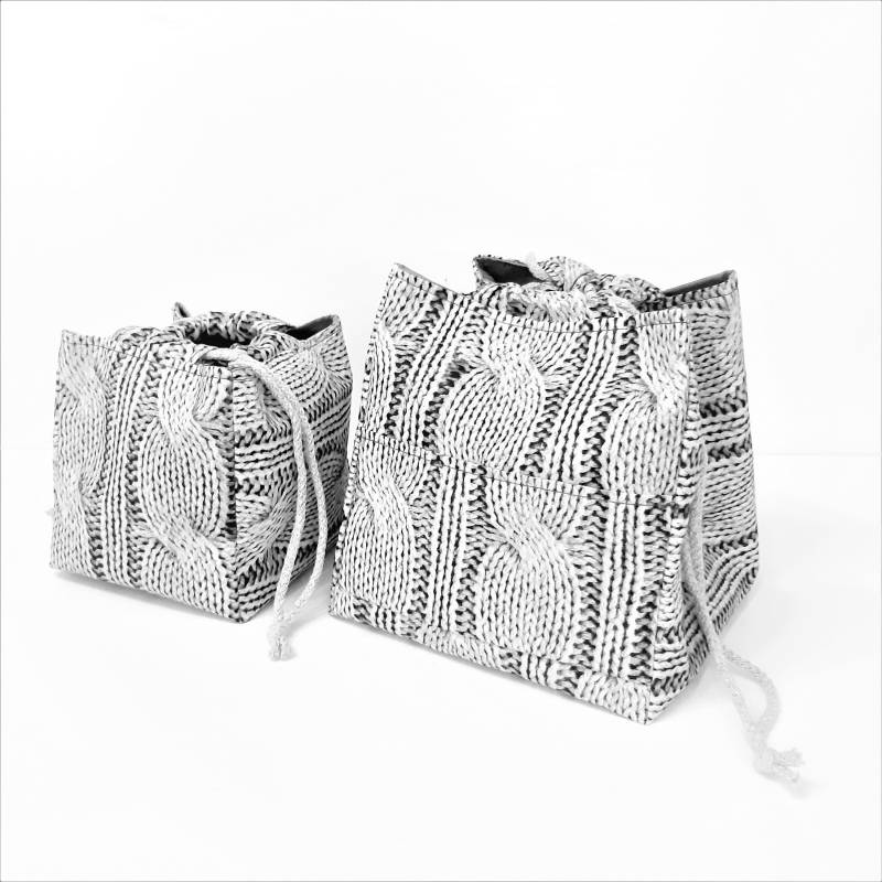 Projekttasche, Ricebag in Gr. S Und M Mit Strickmusterprint von Afrosteff