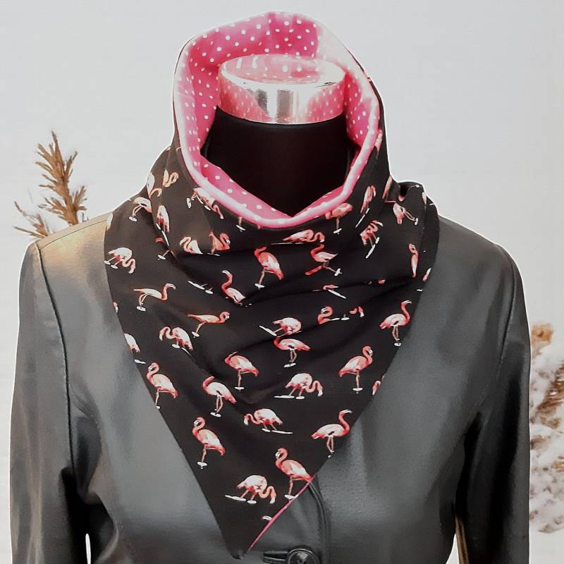 Schlupfschal in Dreiecksform Für Groß Und Klein, Dreieckstuch, Halstuch Mit Flamingos Wendbar Schlupfschal in Dreiecksform Für Groß Und Klein, Dreieckstuch, Halstuch Mit Flamingos Wendbar von Afrosteff