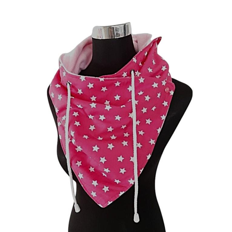 Schnürschal, Wickelschal Mit Fleece Pink Sterne Muster von Afrosteff