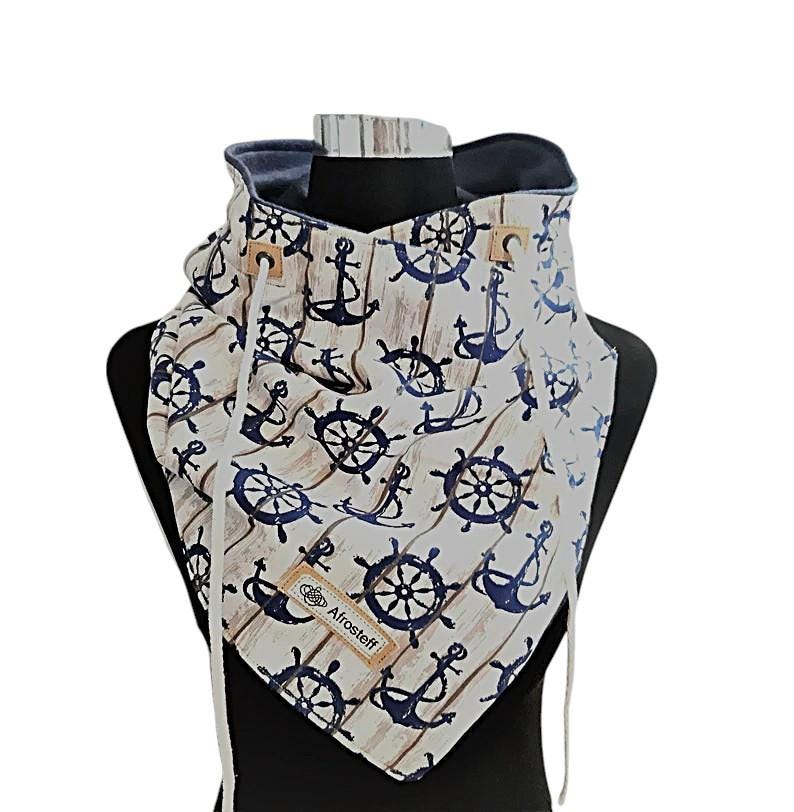 Schnürschal Maritim Mit Anker, Wickelschal Fleece von Afrosteff