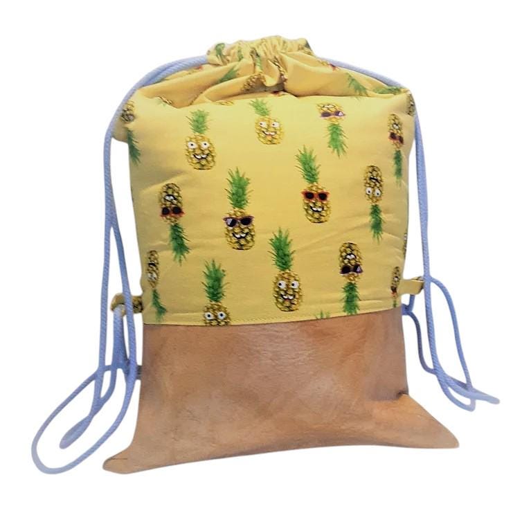 Turnbeutel, Rucksack Gelb Mit Ananas von Afrosteff