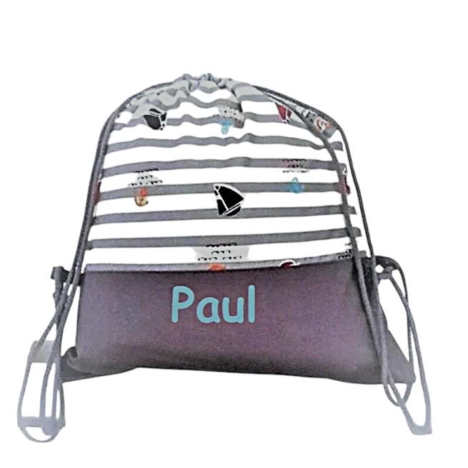 Turnbeutel, Rucksack Grau Maritim, Personalisierbar von Afrosteff