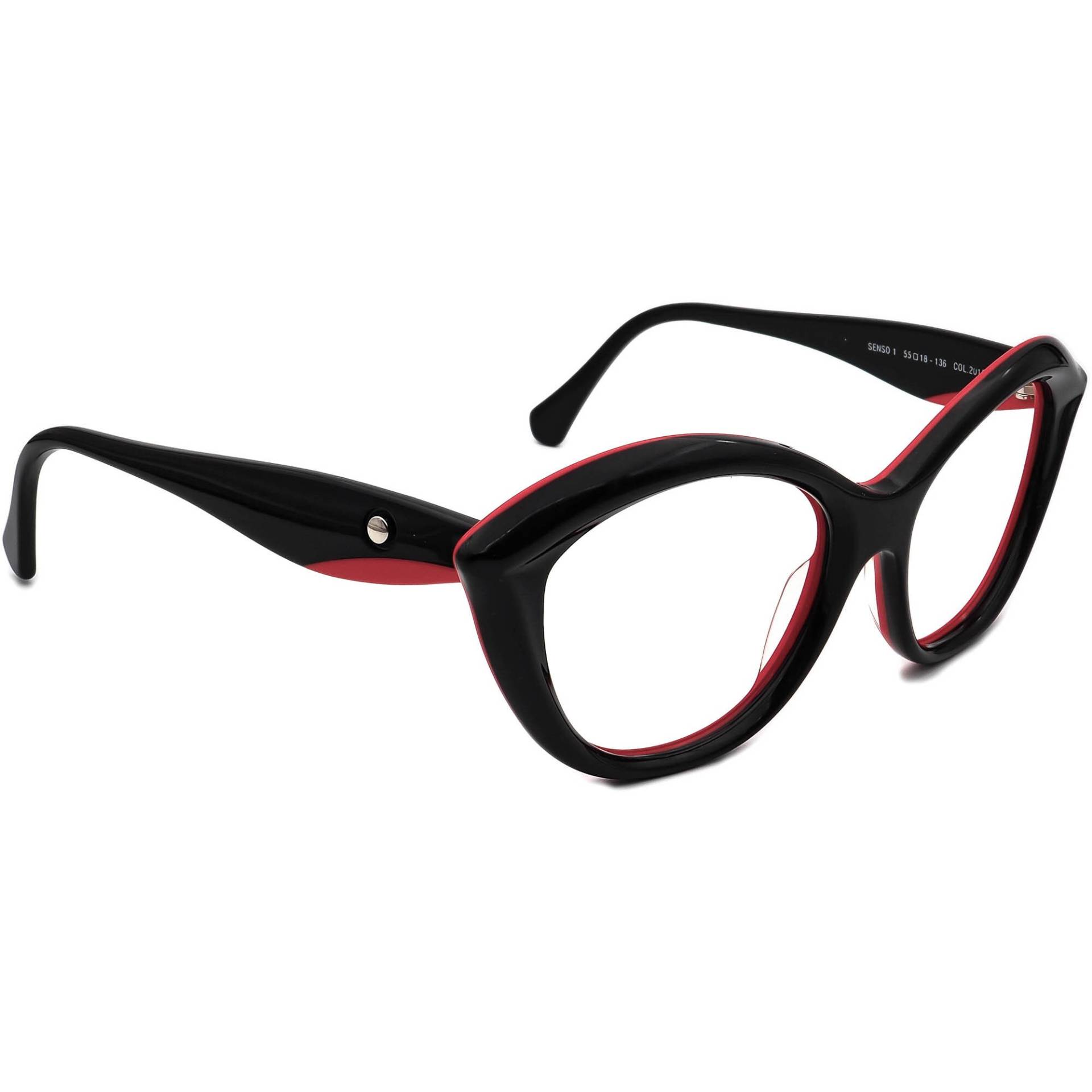 Face A Sunglasses Frame Only Senso 1 Col.2015 Black&red Cat Eye Italy 55 Mm von AfsharOptics