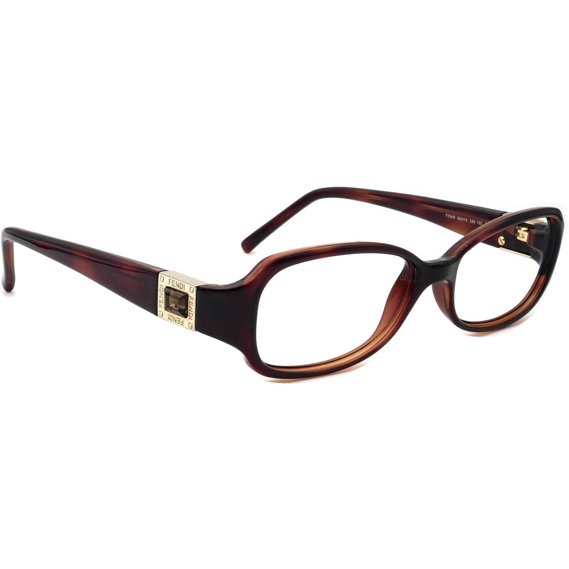 Fendi Damen Brille F754R 238 Dark Havana Rechteckiger Rahmen Italien 53-15 135 von AfsharOptics