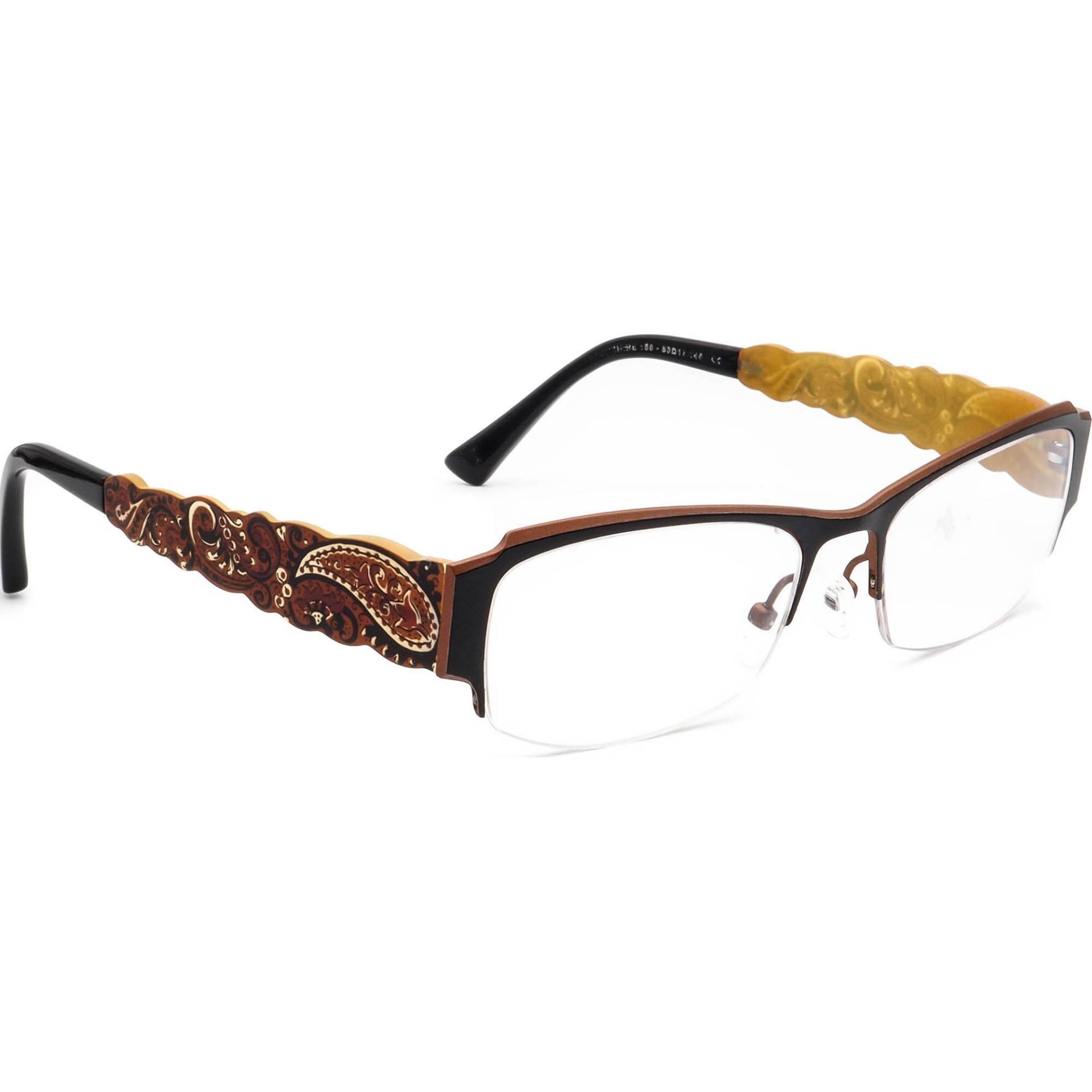 Jean Lafont Brille Cachemire 158 Schwarz-Braun Paisley Halbrand 53[]17 145 von AfsharOptics