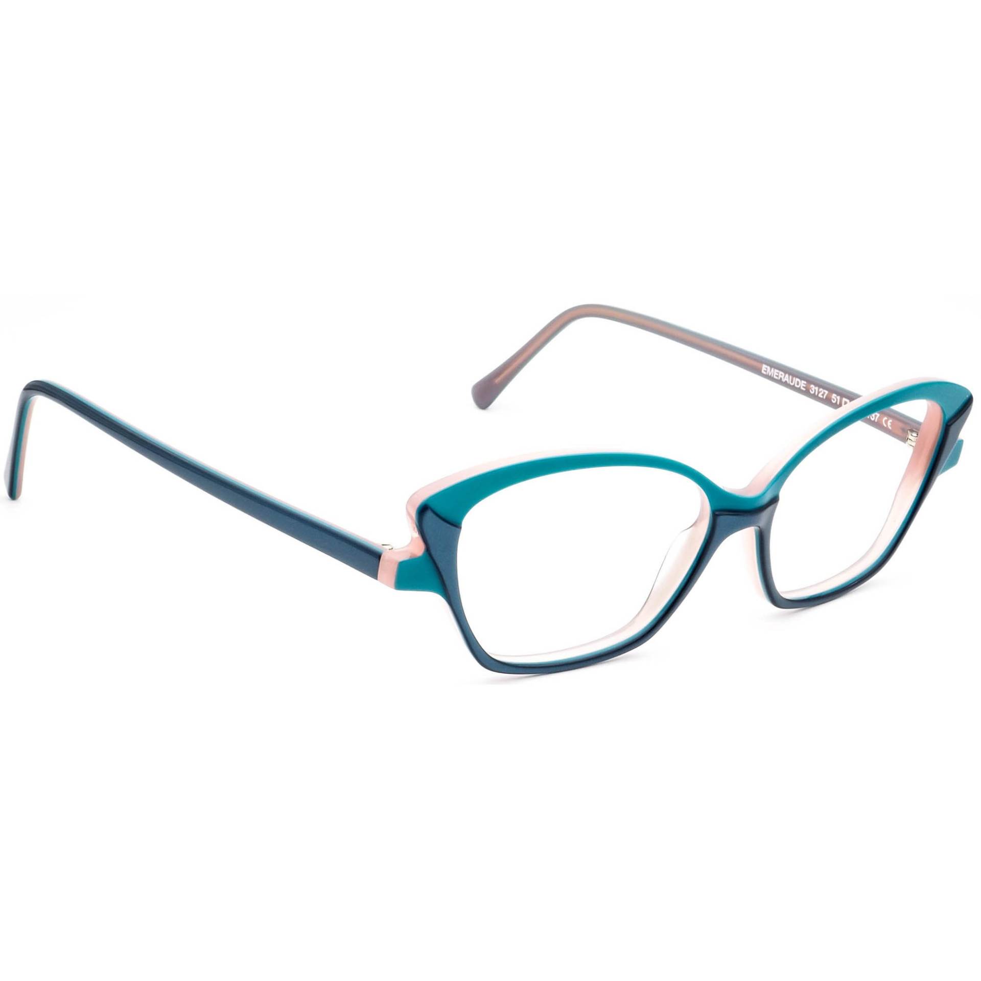 Jean Lafont Brille Emeraude 3127 Blau/Rosa Katzenauge Rahmen Frankreich 51[]13 137 von AfsharOptics