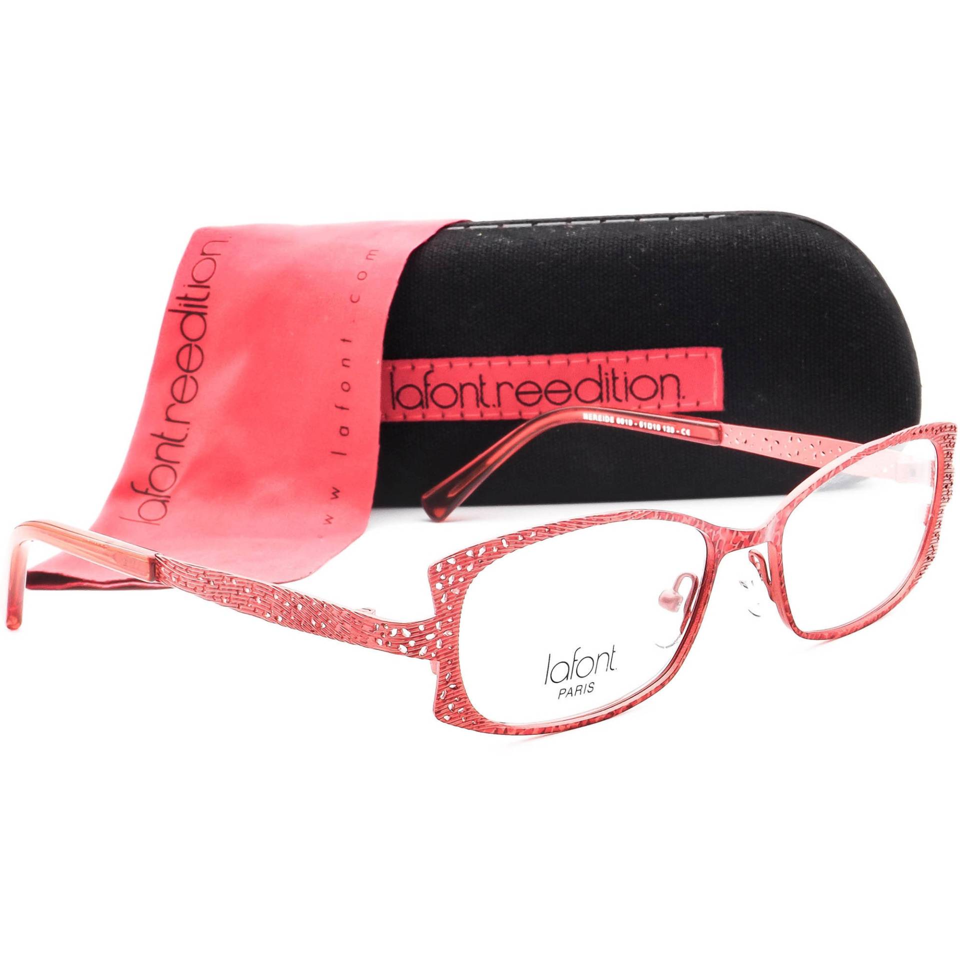 Jean Lafont Brille Nereide 6019 Rot Rechteckiger Metallrahmen Frankreich 51-16 128 von AfsharOptics