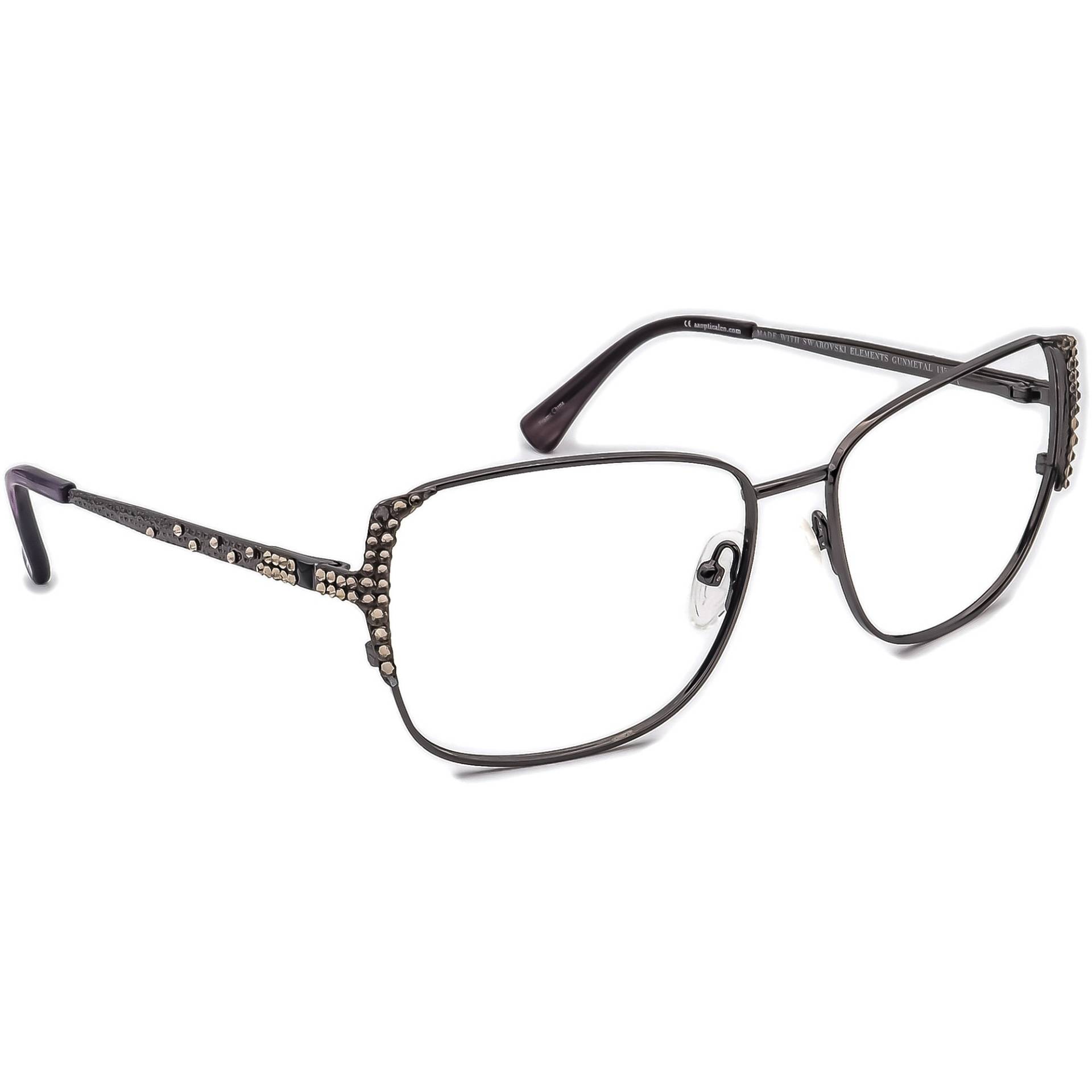 Jimmy Crystal Damen Sonnenbrille Rahmen Nur Jcs815 Gunmetal Quadrat Metall 58 Mm von AfsharOptics