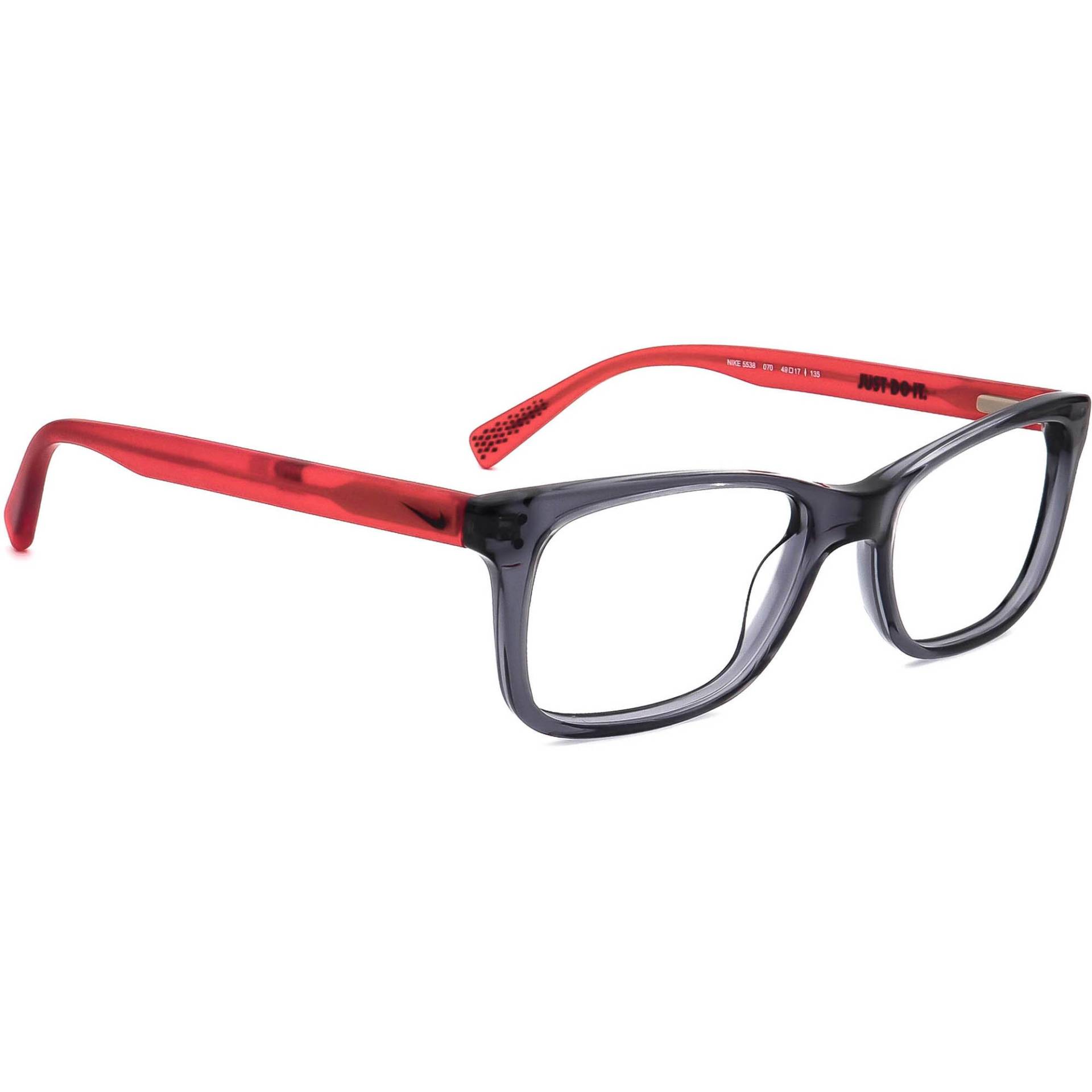 Nike Brille 5538 070 Rauchgrau/Rot Rechteckiger Rahmen 49[]17 135 von AfsharOptics