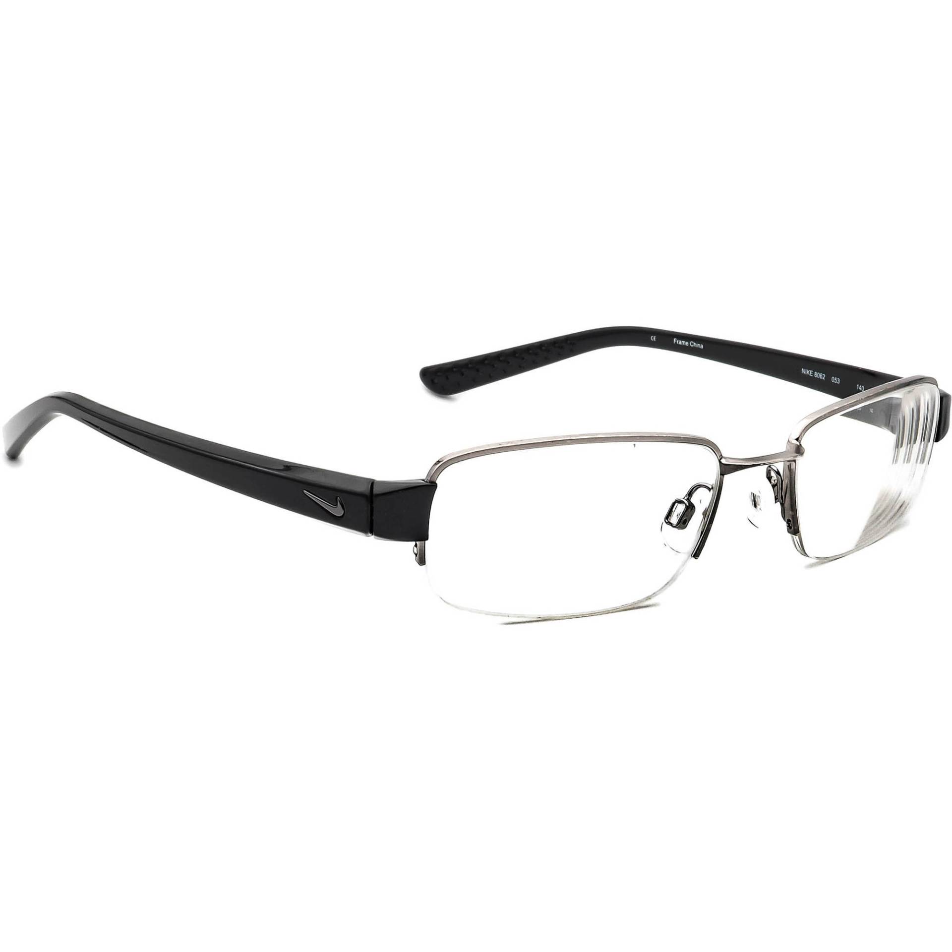 Nike Brille 8062 053 Silber/Schwarz Halbrand Rahmen 49[]18 140 von AfsharOptics