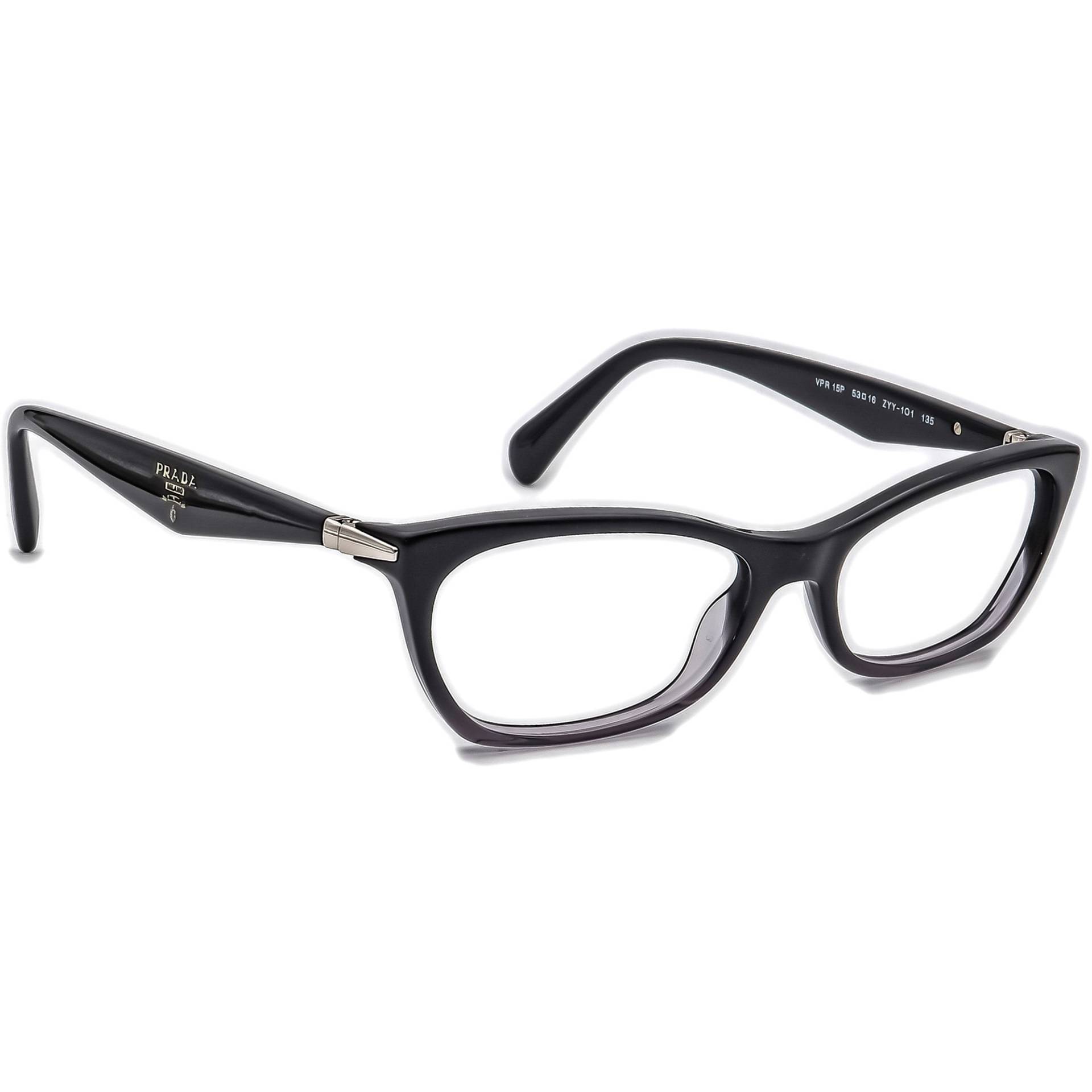 Prada Brille Vpr 15P Zyy-1O1 Schwarz&klar Katzenauge Rahmen Italien 53[]16 135 von AfsharOptics