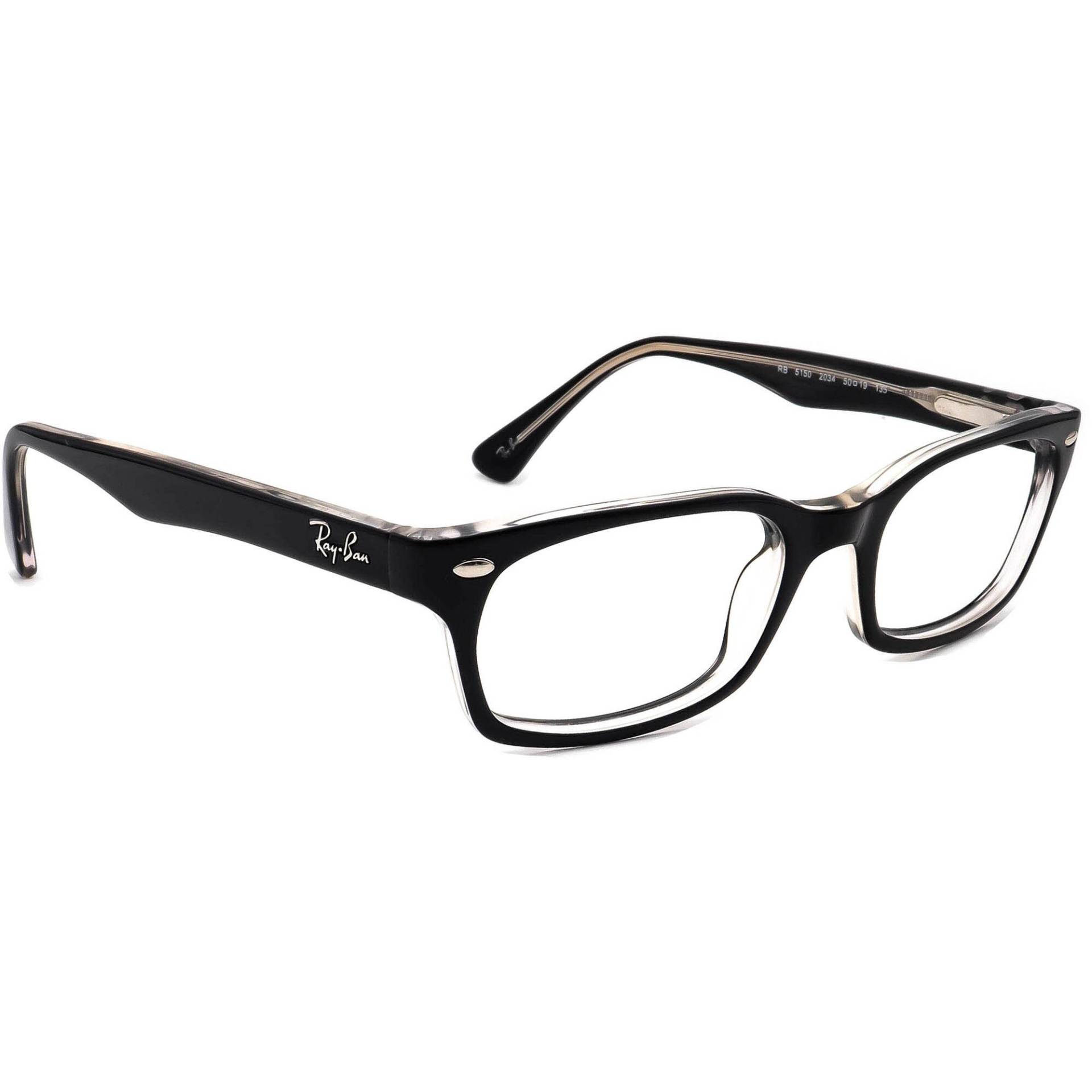 Ray-Ban Brille Rb 5150 2034 Schwarz Auf Klar Rechteckigem Rahmen 50[]19 135 von AfsharOptics