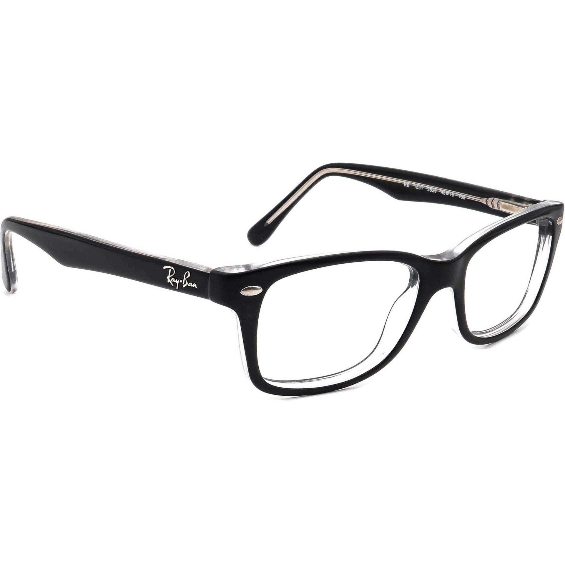 Ray-Ban Kleine Brille Rb 1531 3529 Schwarz Auf Klarem Hornrand Rahmen 48[]16 130 von AfsharOptics