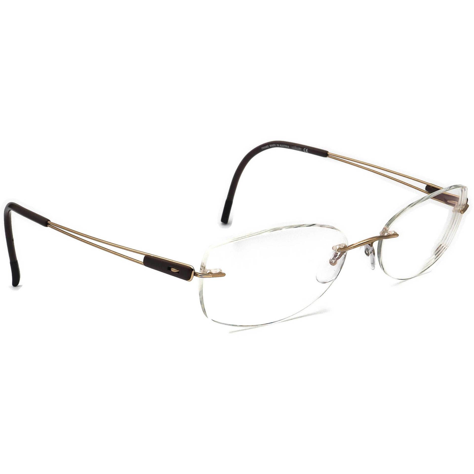 Silhouette Brille 7661 20 6052 Titan Gold/Braun Randlos Österreich 54[]17 140 von AfsharOptics