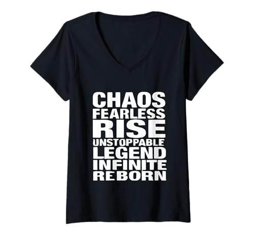 Damen Chaos Fearless Rise Unstoppable Legend Infinite Reborn Geschenk T-Shirt mit V-Ausschnitt von After Chaos Story Drama Co.
