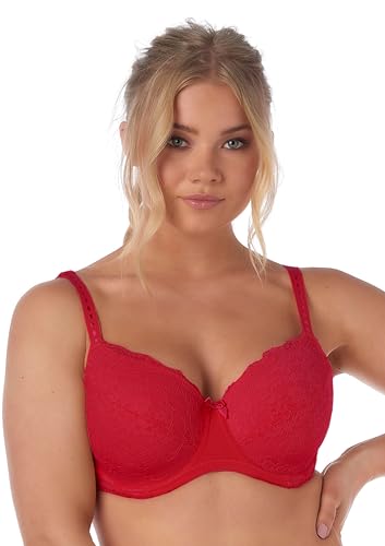 After Eden Fullcover-BH mit Spitzenrücken aus recyceltem Stoff - Rot - Größe 80E von After Eden