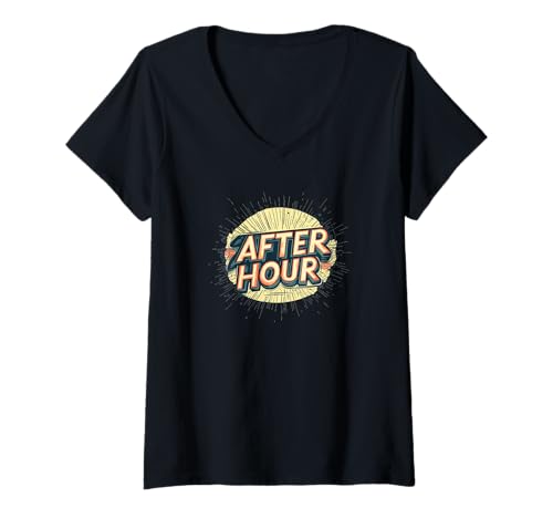 Damen After Hour Speech besitzt die späte Szene T-Shirt mit V-Ausschnitt Damen After Hour Speech besitzt die späte Szene T-Shirt mit V-Ausschnitt von After Hour Outfit
