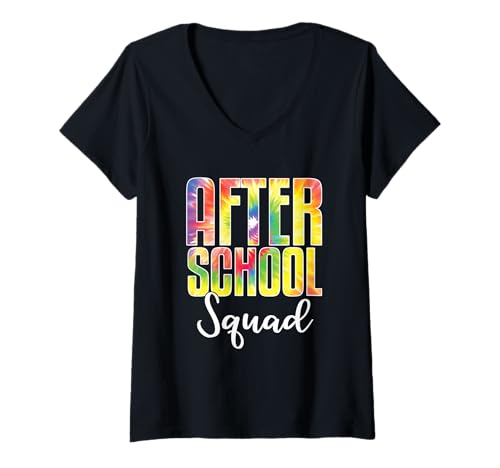 Damen Programm „Zurück zur Schule nach der Schule“ Lustiges Team nach der Schule T-Shirt mit V-Ausschnitt von After School Program Back To School Gift