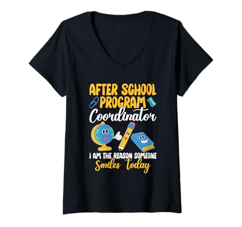 Damen After School Squad Stuff Smile After School Programm T-Shirt mit V-Ausschnitt von Afterschool Program Design For After School Squad