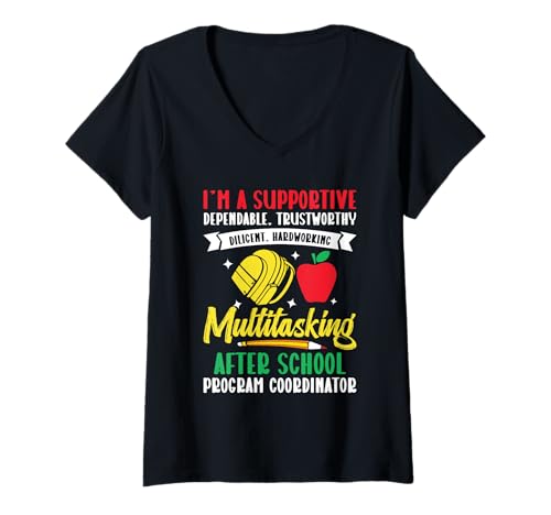 Damen Unterstützender Koordinator für das Programm nach der Schule T-Shirt mit V-Ausschnitt von Afterschool Program Design For After School Squad