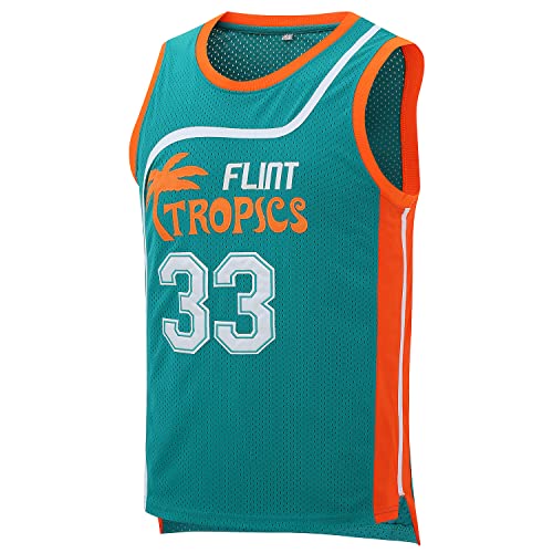 Afuby Flint Tropics Jersey Moon #33 Basketball Trikots, 90er Jahre Hip Hop Jersey S-XXXL - Grün - Groß von Afuby