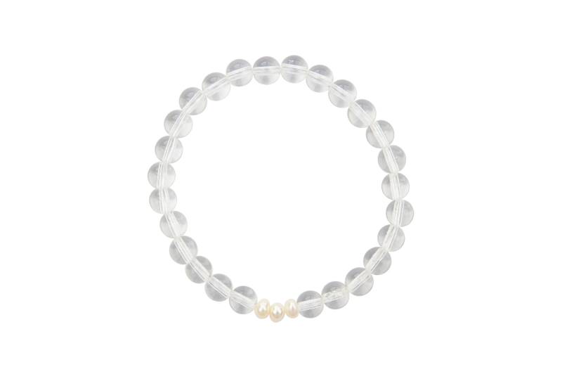 Perlen Armband Bergkristall Halbedelsteine Kristallklar Süßwasserperlen Weiss | Feel Sensitive von AgArty