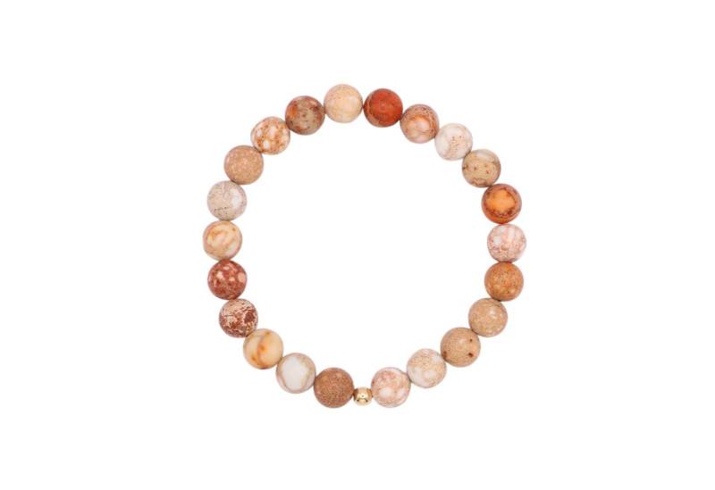 Perlen Armband Impressionen Jaspis Halbedelsteine Orange - Braun Weiß | Feel Spirited von AgArty