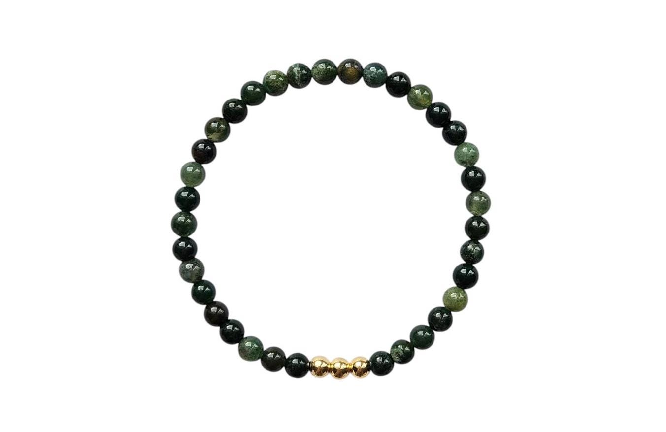 Perlen Armband Moosachat Halbedelsteine Grün | Feel Balanced von AgArty