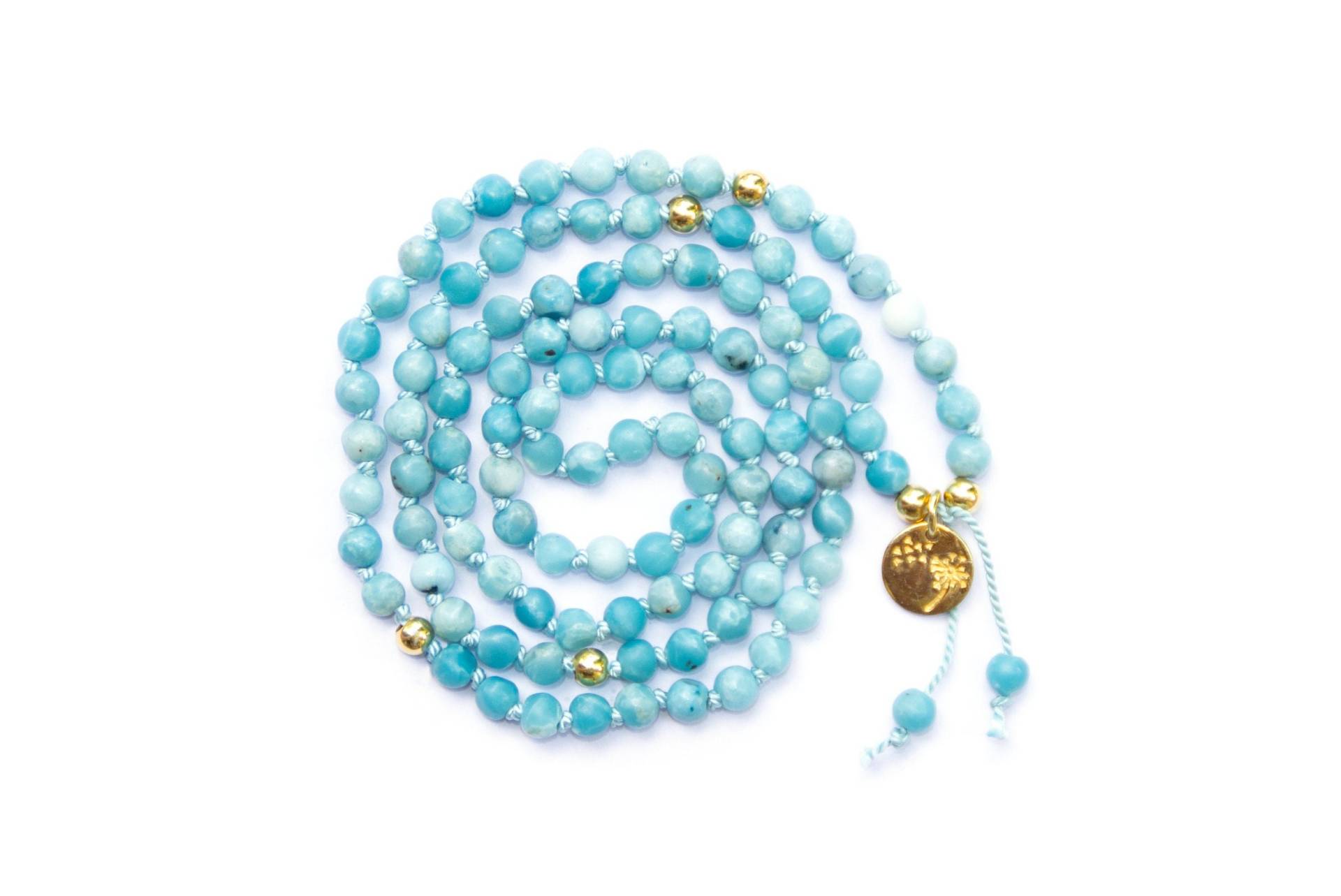 Perlen Kette Mala Sky Jaspis Blau Halbedelsteine 4mm Mini Malakette | I in The von AgArty