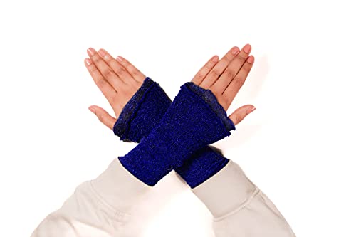 Aga's Own Warmers for Women – Fingerlose Handwärmer – Handschuhe für drinnen und draußen, fingerlose Handschuhe - Armwärmer - Goth Accessoires – Blau von Aga's Own