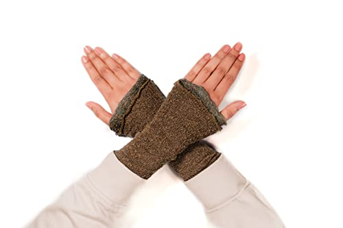 Aga's Own Warmers for Women – Fingerlose Handwärmer – Handschuhe für drinnen und draußen, fingerlose Handschuhe - Armwärmer - Goth Accessoires – Braun von Aga's Own