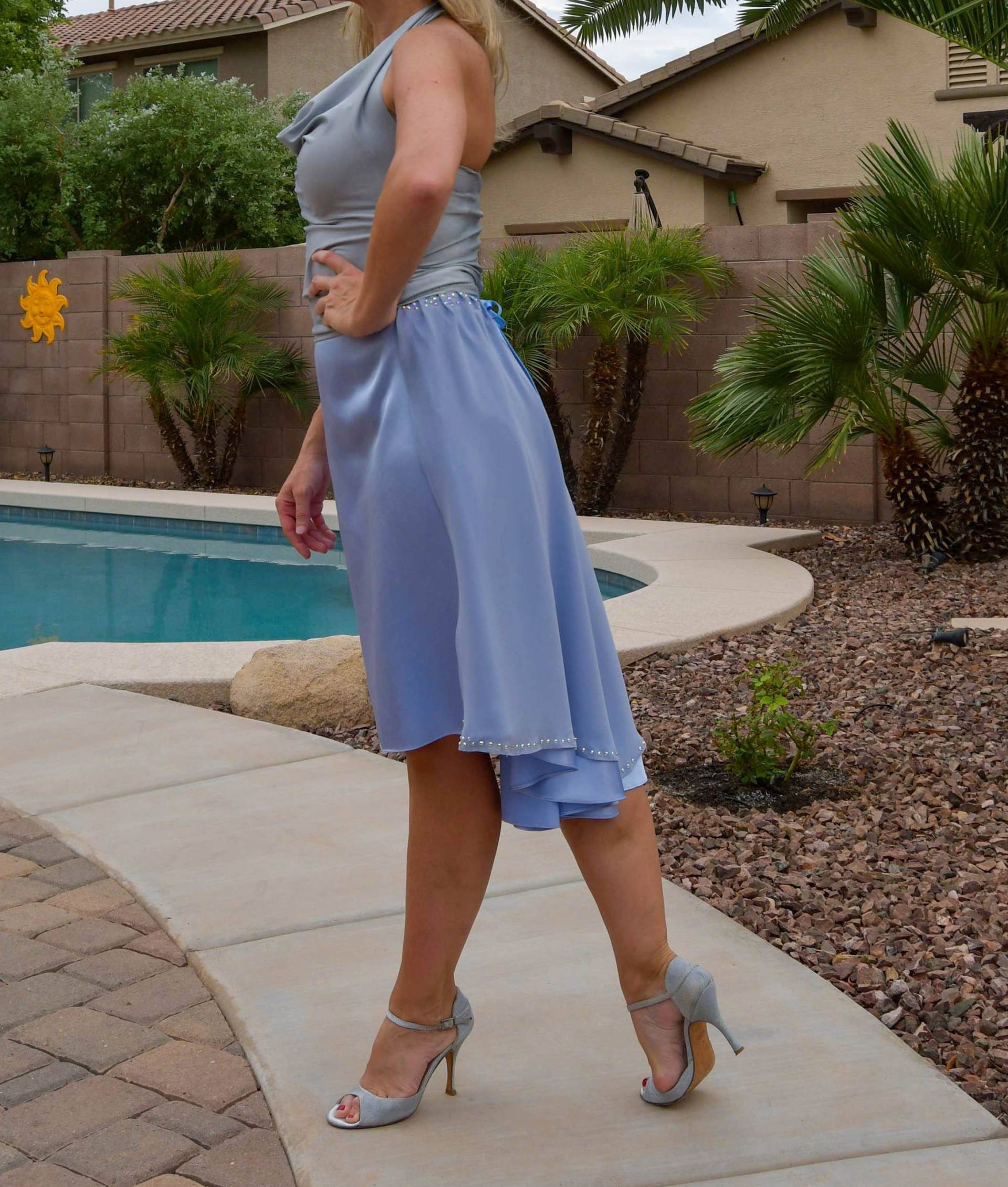 Zweilagiger Tango-Tanzrock Mit Chiffon Und Kristallen - Madame Emili Limitierte Kollektion von AgaBeYouTiful