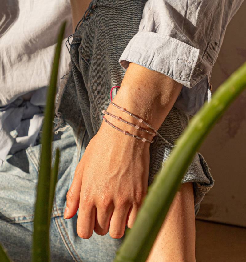 Marci Armband, Rosaquarz Schmuck, Handgefertigte Kollektion, Verstellbares 3-In-1-Armband-Halsketten-Fußkettchen, Weibliches Öko-Geschenk, Rosenquarz von AgaDubikJewellery