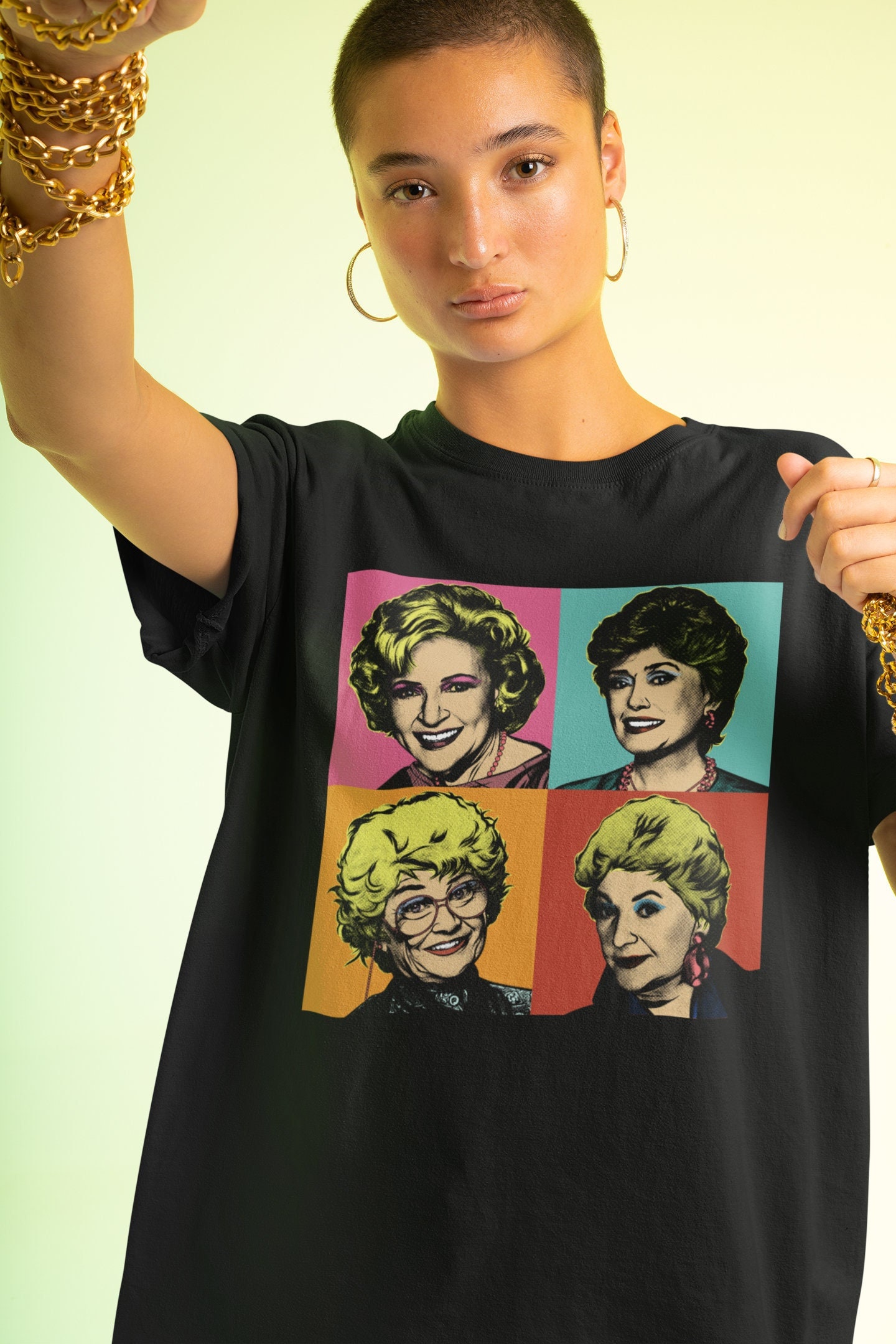 Golden Girls Pop Art Warhol Style Schwarzes Unisex Shirt von AgainstTheGrainNYC