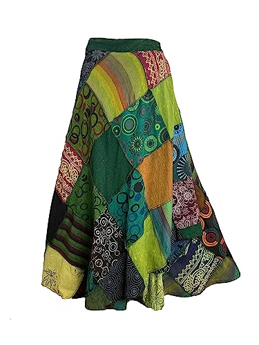 Agan Traders Damen Boho Gypsy Hippie Style Patched Tie Up Hohe Taille Langer Rock - Tie Dye Wrap Cover Up Maxi Röcke, Multi 6, XX-Large Mehr von Agan Traders