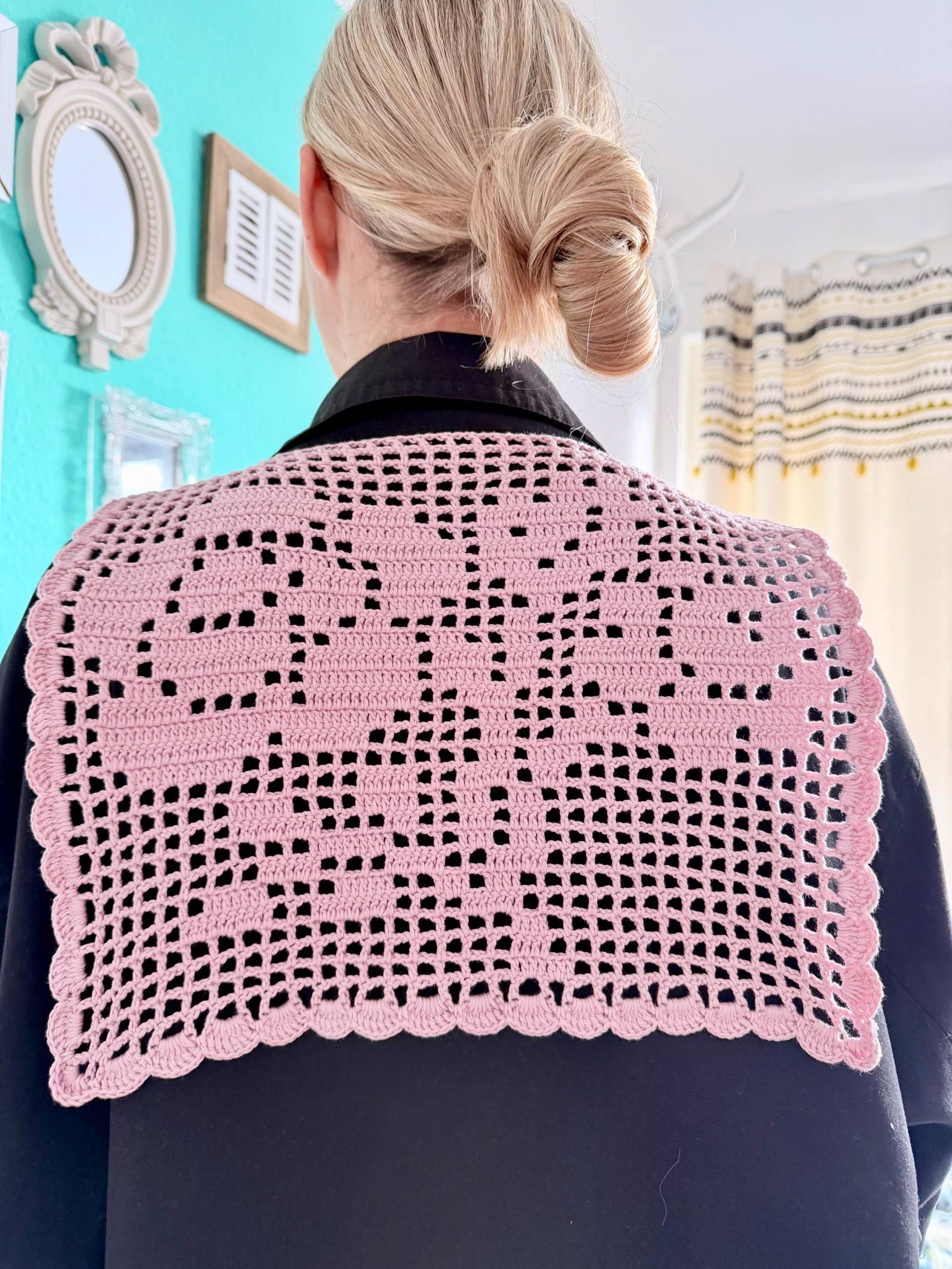 Filet Crochet Häkelkragen Mit Rose | Lace Collar von AgapiLab