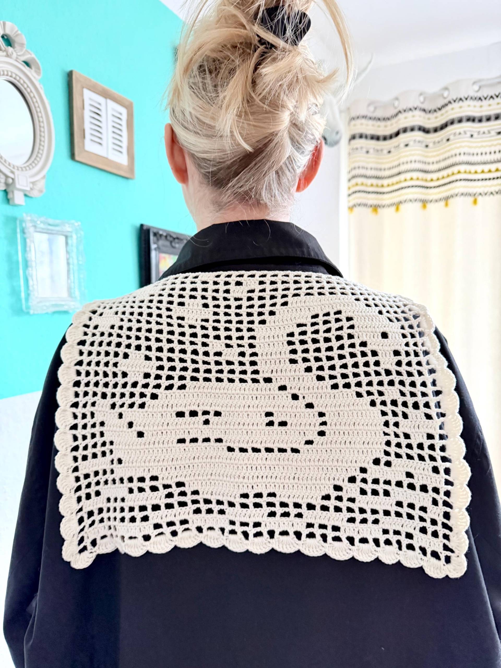 Filet Crochet Kragen Mit Schwan | Gehäkelter Swan Collar von AgapiLab