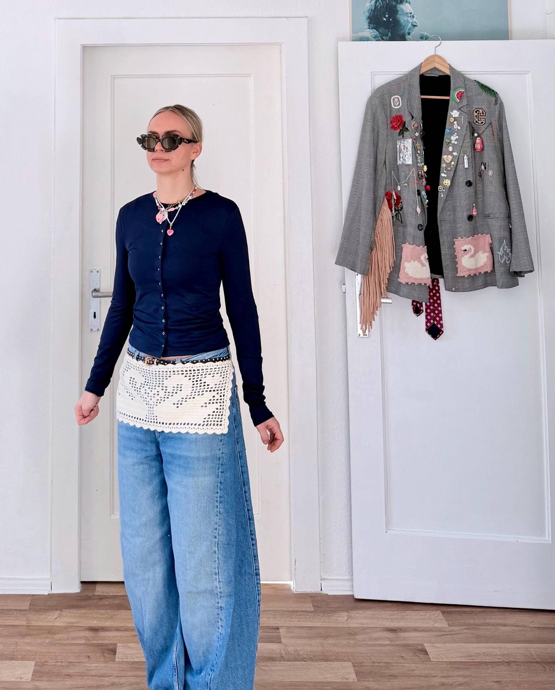 Filet Crochet Schürze Mit Schwan Motiv | Lace Accessoire von AgapiLab