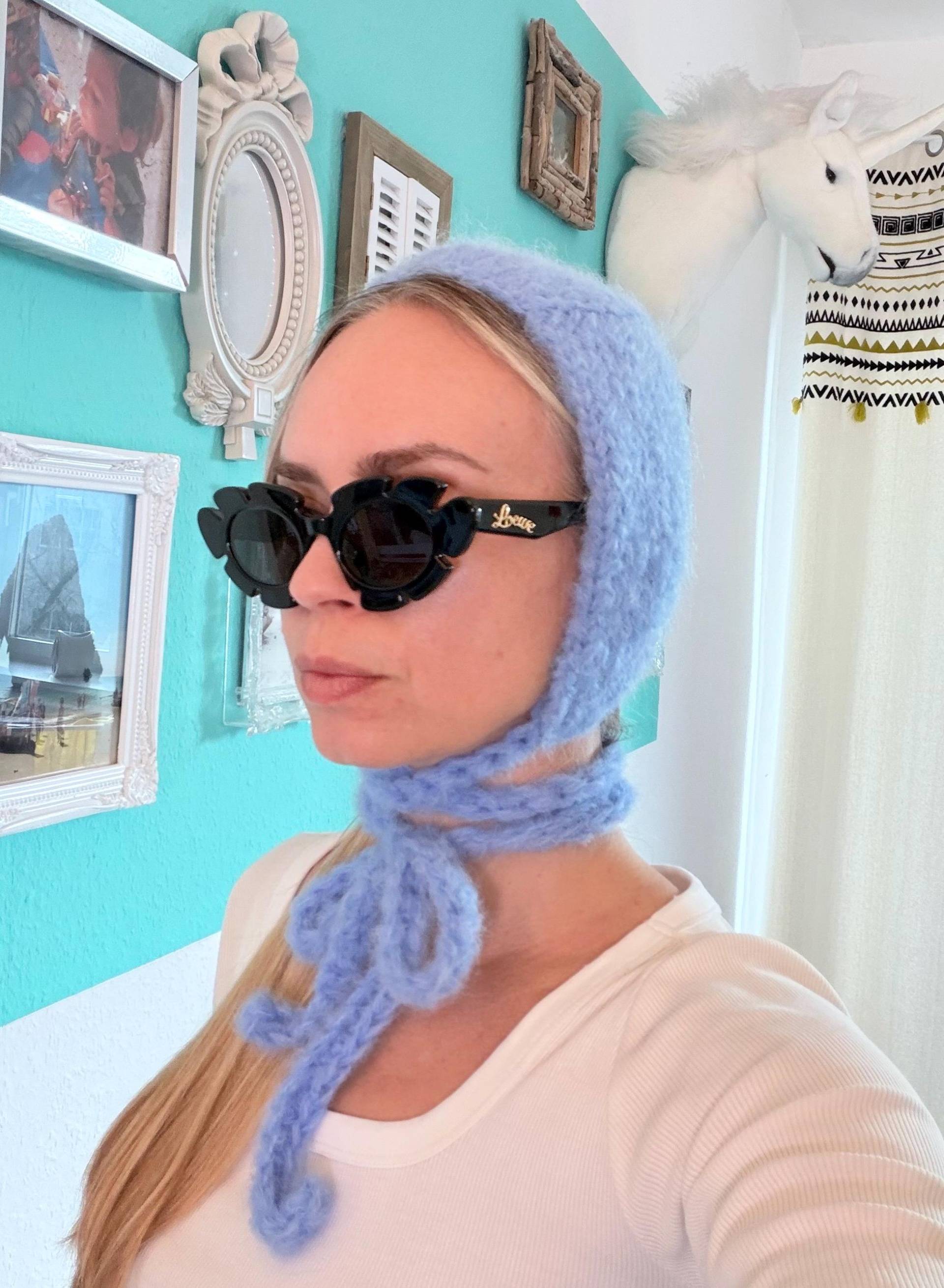 Fluffy Strick-Bonnet Für Damen | Balaclava Zum Binden von AgapiLab