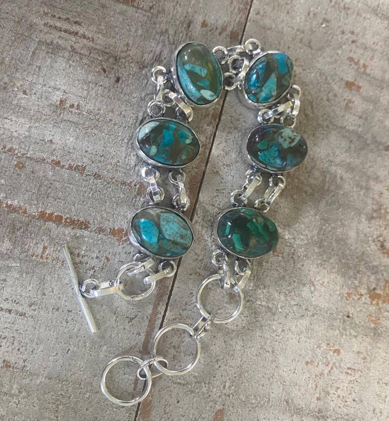 Frühling/Sommer-Verkauf Schönes Kupfer-Chrysokoll-Armband -Vintage-Blaues - 7 "-8 "Verstellbares Chrysokoll-Armband." von AgateBeachcomber