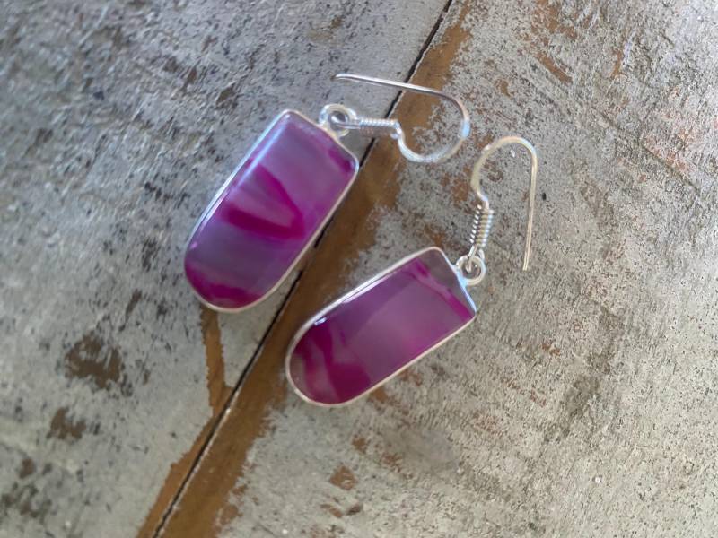 Lila Rosa Botswana Achat Ohrringe - Haken Stil von AgateBeachcomber