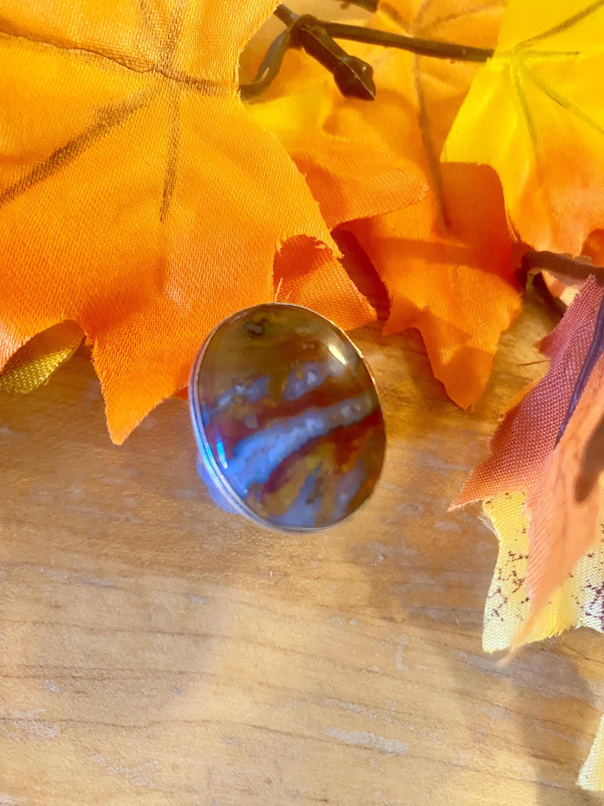 Ovaler Blutstein Ring - Vintage Größe 10 Silber von AgateBeachcomber