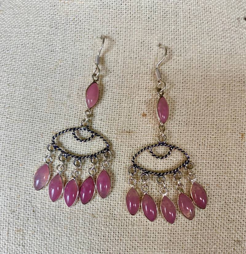 Schöne Vintage Rosa Chalcedon Ohrringe-Rosa Chalcedon-Ohrringe von AgateBeachcomber
