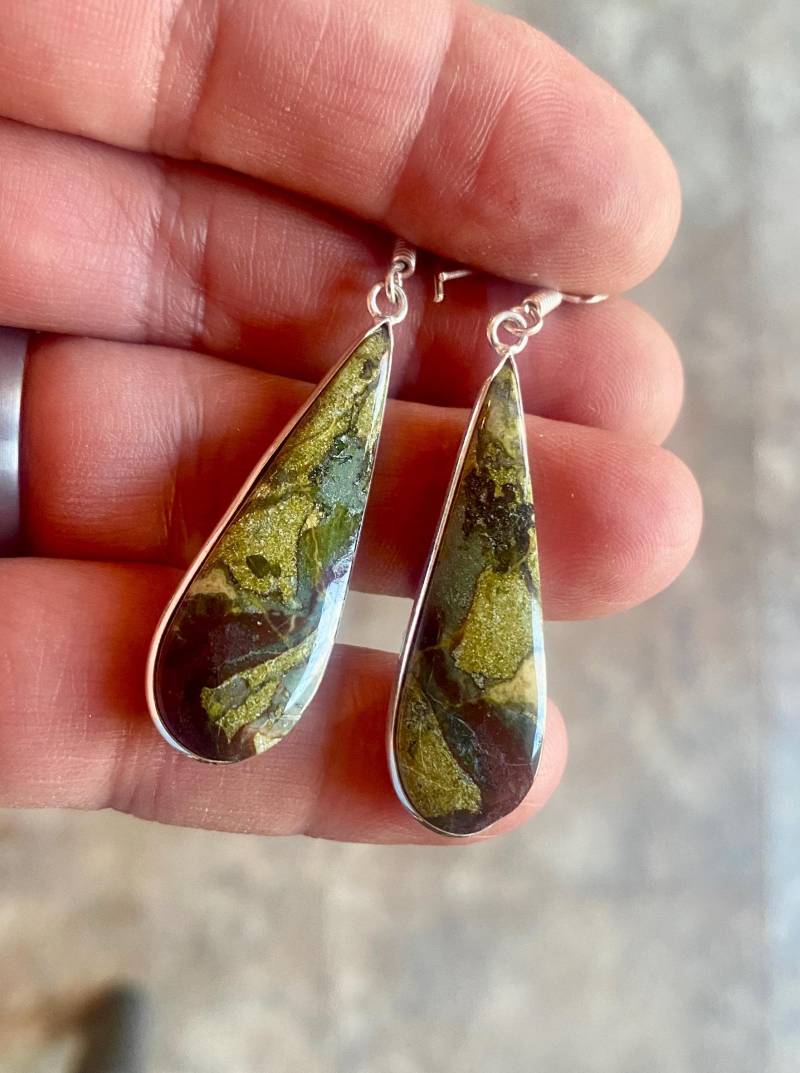 Verkauf Teardrop Blutstein Ohrhänger-Blutstein Ohrhänger-Vintage Ohrhänger von AgateBeachcomber