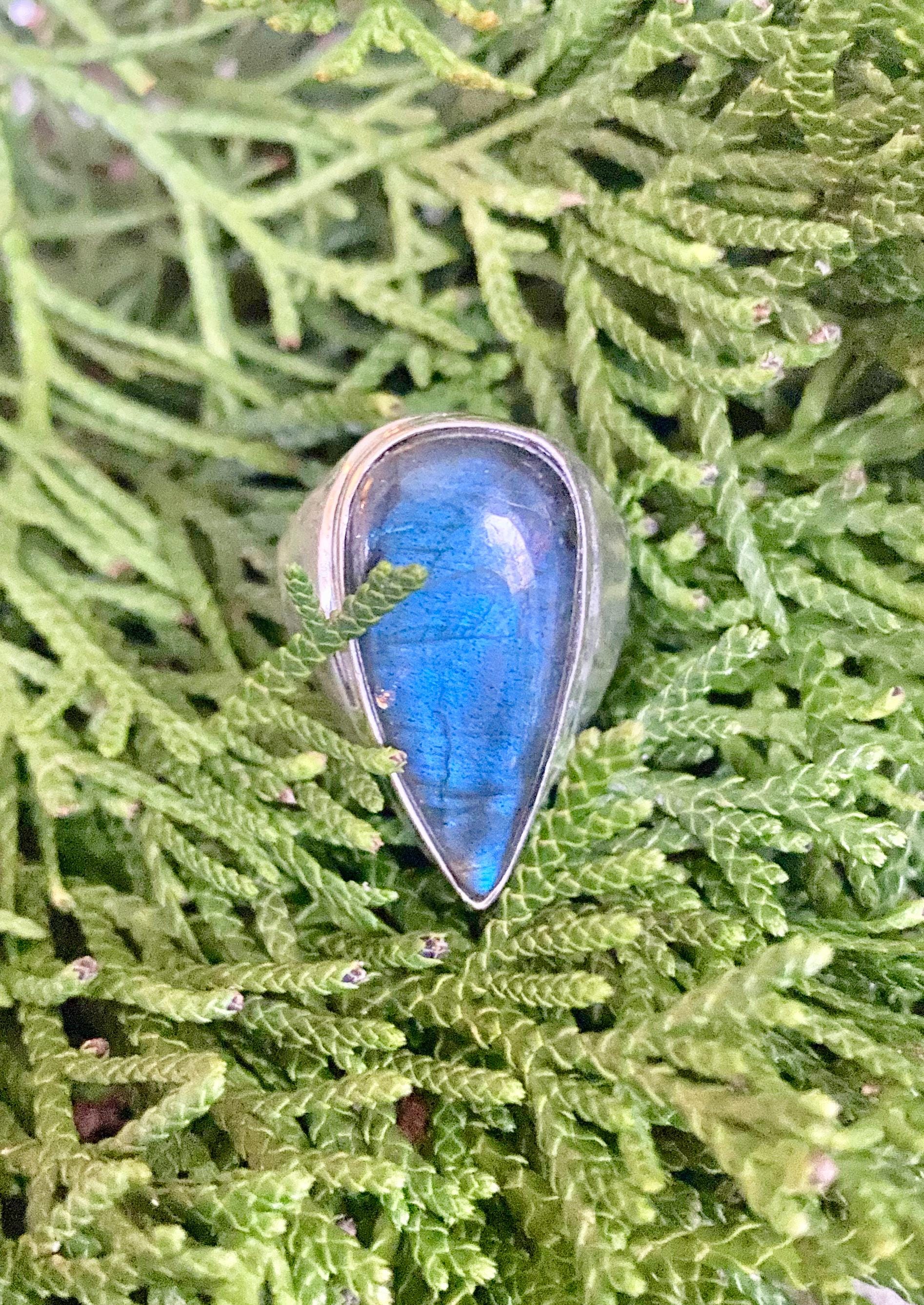 Vintage Antik Blauer Labradorit Ring - Antiker Größe 8 von AgateBeachcomber