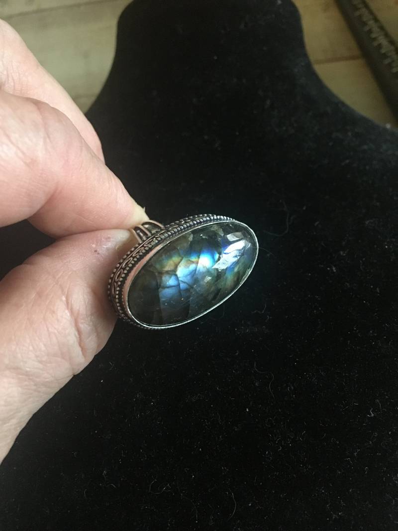 Vintage Herren Ring - Mit Labradorit Blauer Größe 7.5 von AgateBeachcomber