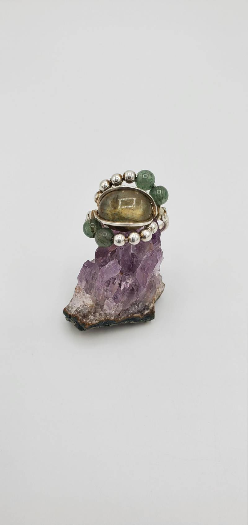 Labradorit Und Aventurin Silber Ring von AgateEyeCreations