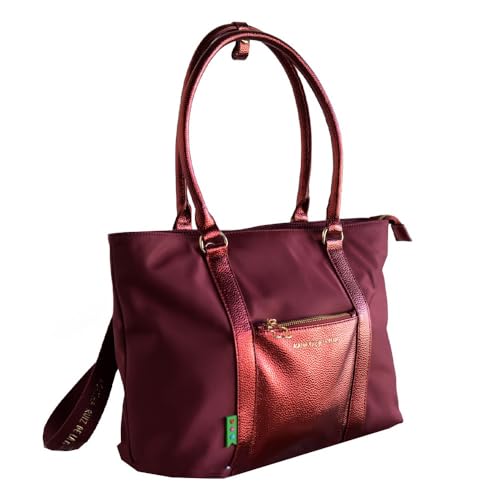 Agatha Ruiz de la Prada – Burgunderrote Shopper-Tasche mit Kombination aus metallischem Kunstleder und Nylon von Agatha Ruiz de la Prada